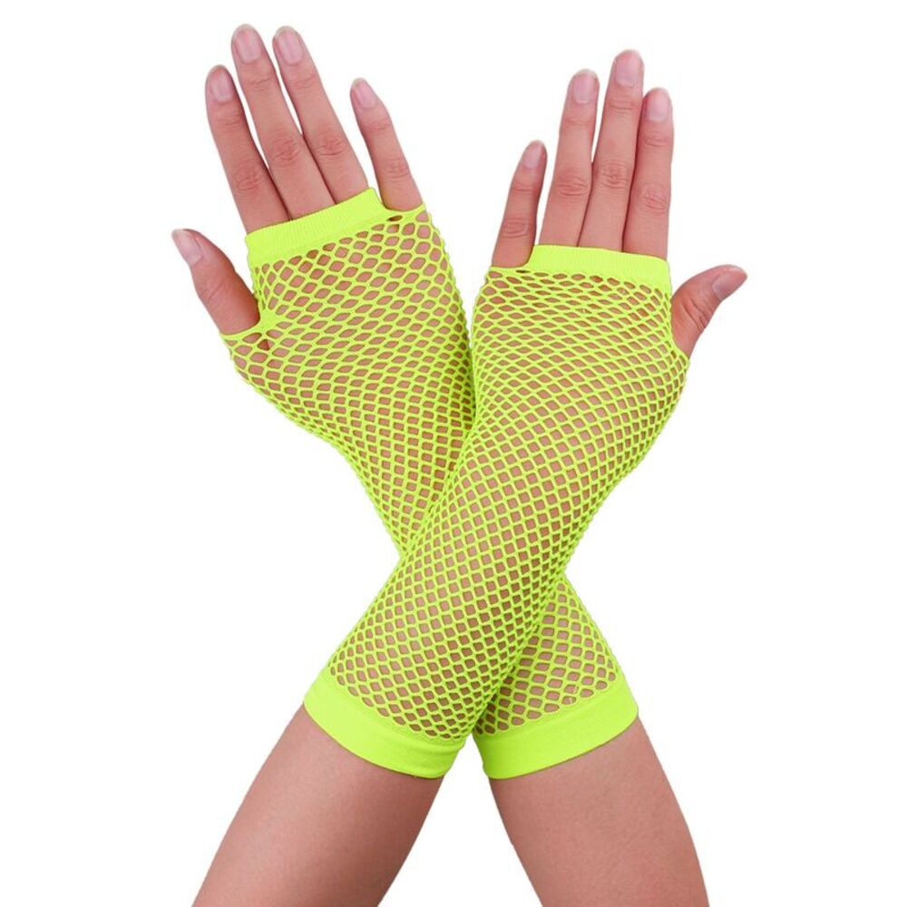 Mesh 1980s Fancy Dress Party Costume Accessories Fishnet Gloves Long-2 Pairs